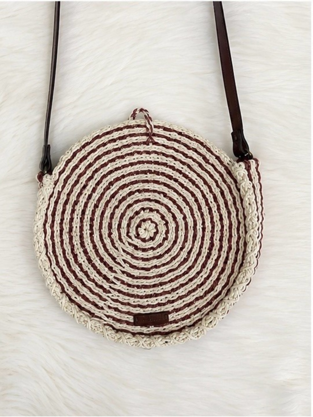 Fossil Round Crossbody in Cream and Rust/Brown - Picture 4 of 5